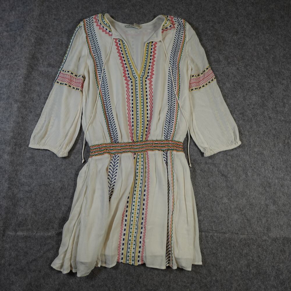 Alice Olivia Dress Womens 4 Jolene Drop Waist Mini Embroidered Boho V-Neck - Picture 2 of 10